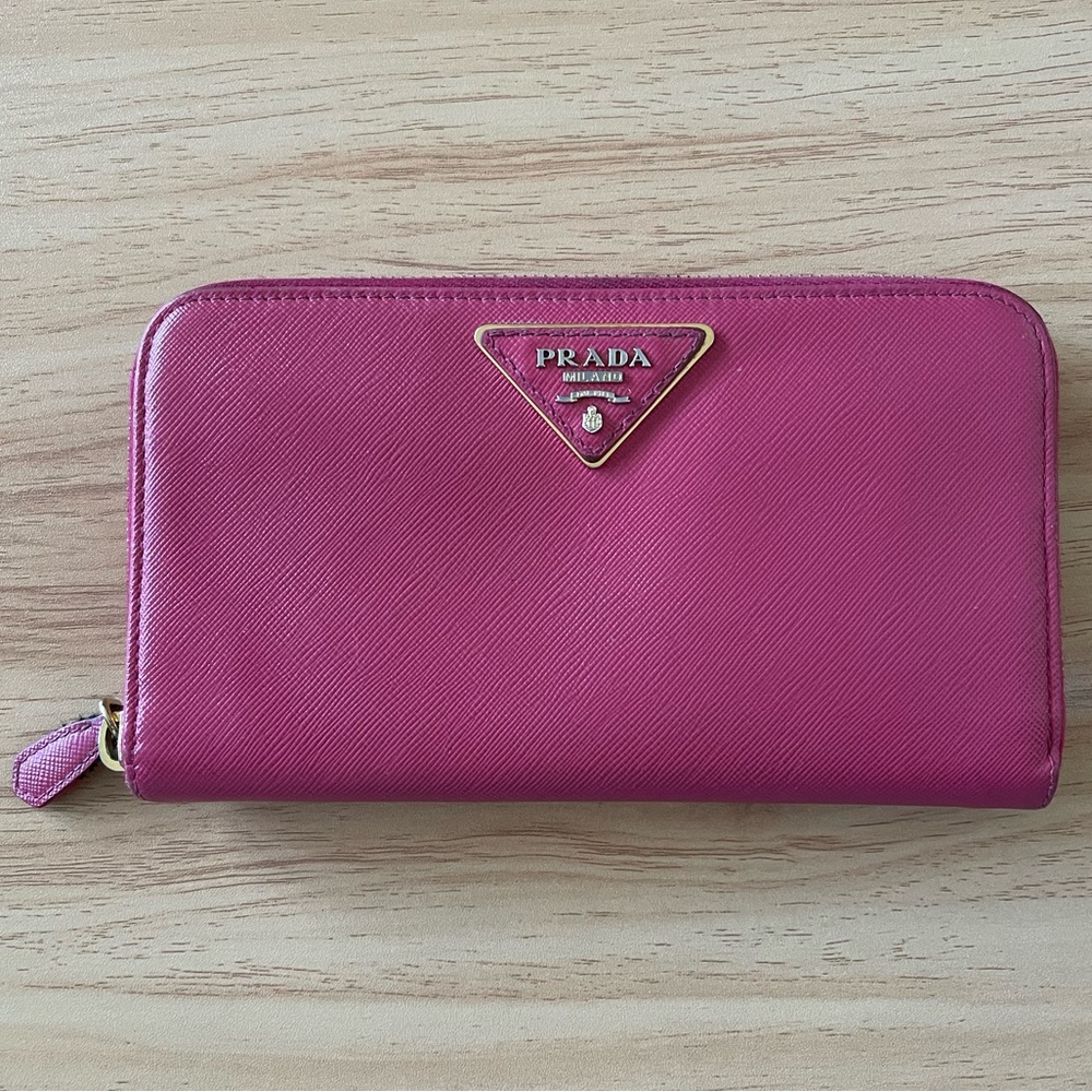 Authentic Prada Long Zippy Wallet Pink Saffiano